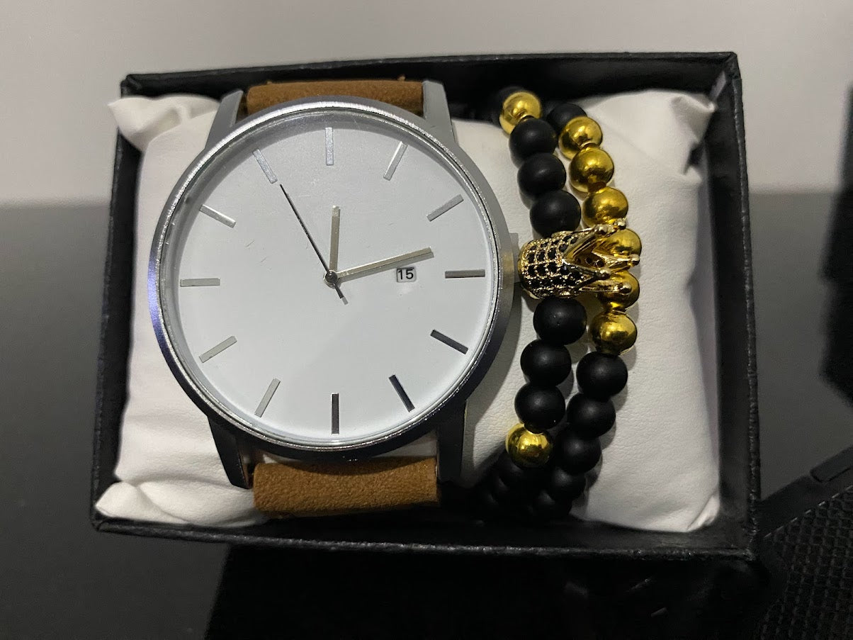 Reloj de Acero Inoxidable Modelo Elegante + 2 pulseras