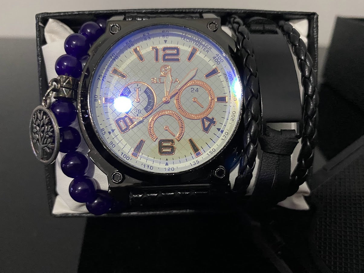 Reloj de Acero Inoxidable Modelo Elegante + 2 pulseras