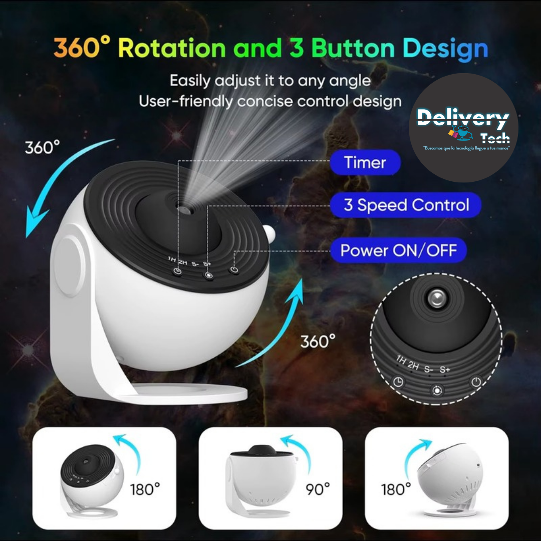 🪐💫 Proyector Planetario Estrellas 360° con 13 Discos Intercambiables para Dormitorio y Decoración🌕🌎