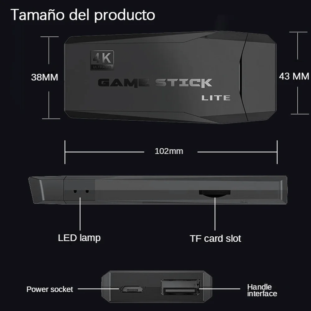 Set completo consola Gamer Stick Pro con cables y mandos