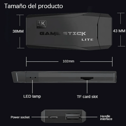 Set completo consola Gamer Stick Pro con cables y mandos