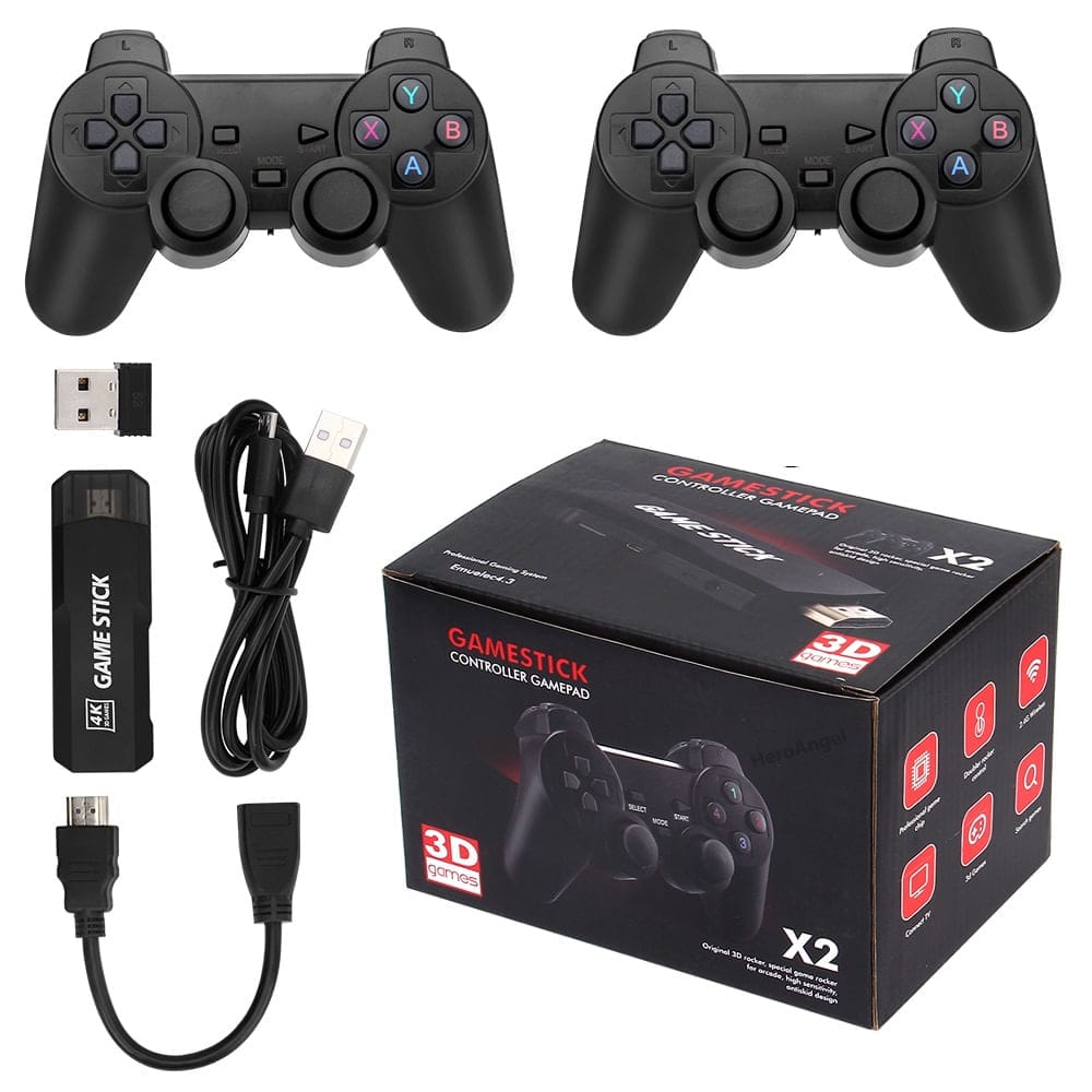 Consola Game Stick X2 con más de 35 000 juegos retro en 4K y 2 mandos inalámbricos