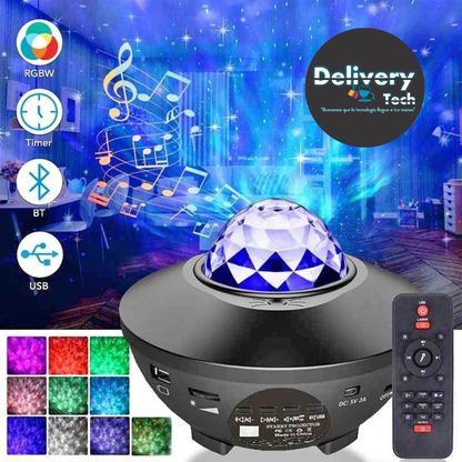 Proyector de galaxias y estrellas LED con luces RGB y música Bluetooth