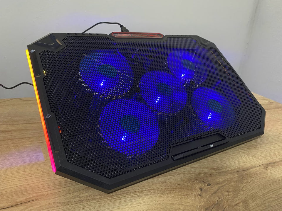 💻Cooler para Laptop - 5 ventiladores LED GAMER🤩🎮❄️