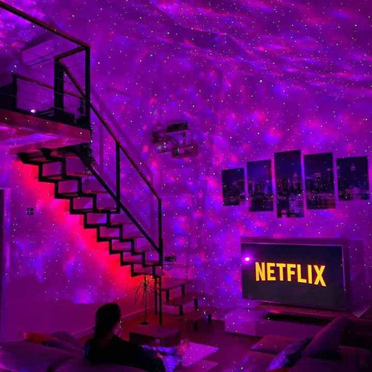 Proyector tipo aurora boreal para habitaci&oacute;n y sala con efectos de colores